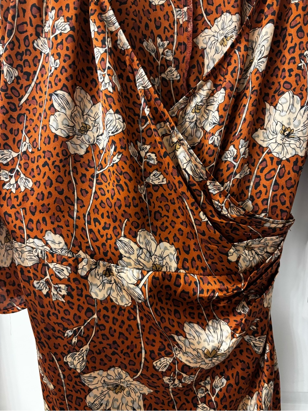 Leith Rust Floral Wrap-Style Midi Dress - Picture 5 of 9